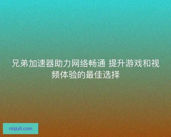 兄弟加速器助力网络畅通 提升游戏和视频体验的最佳选择